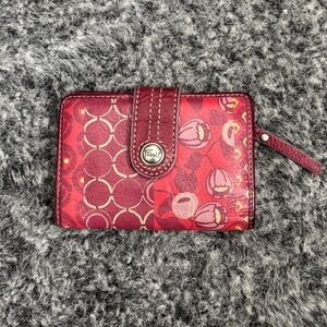 Fossil Women's Red Patterned Snap Wallet